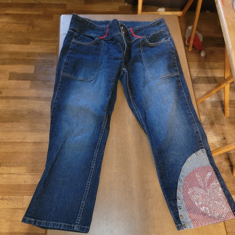 Women's Blue Jeans with Apple Detail